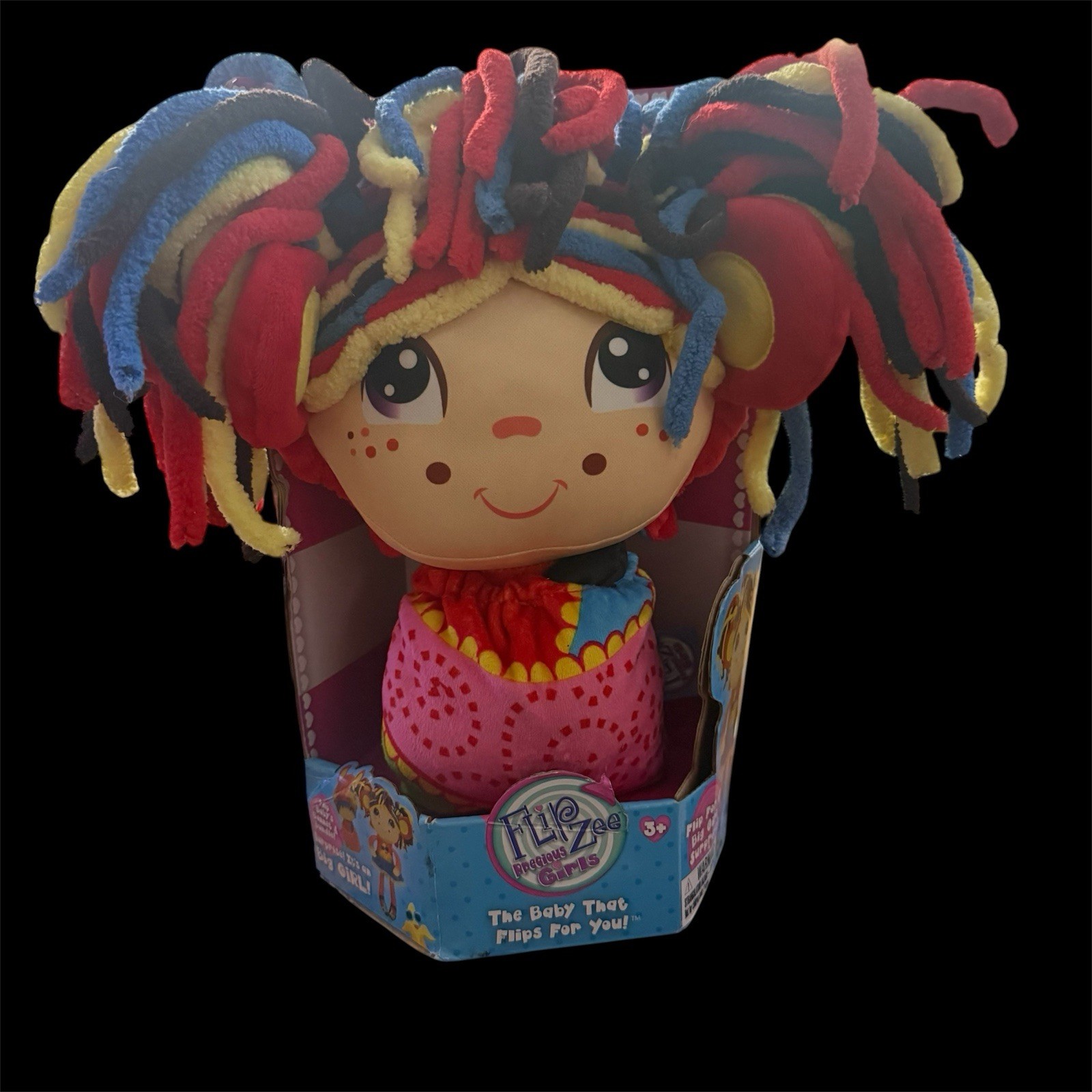 Flip Zee Precious Girls “Lola” 2-in-1 plush doll switches from Baby to Big Girl