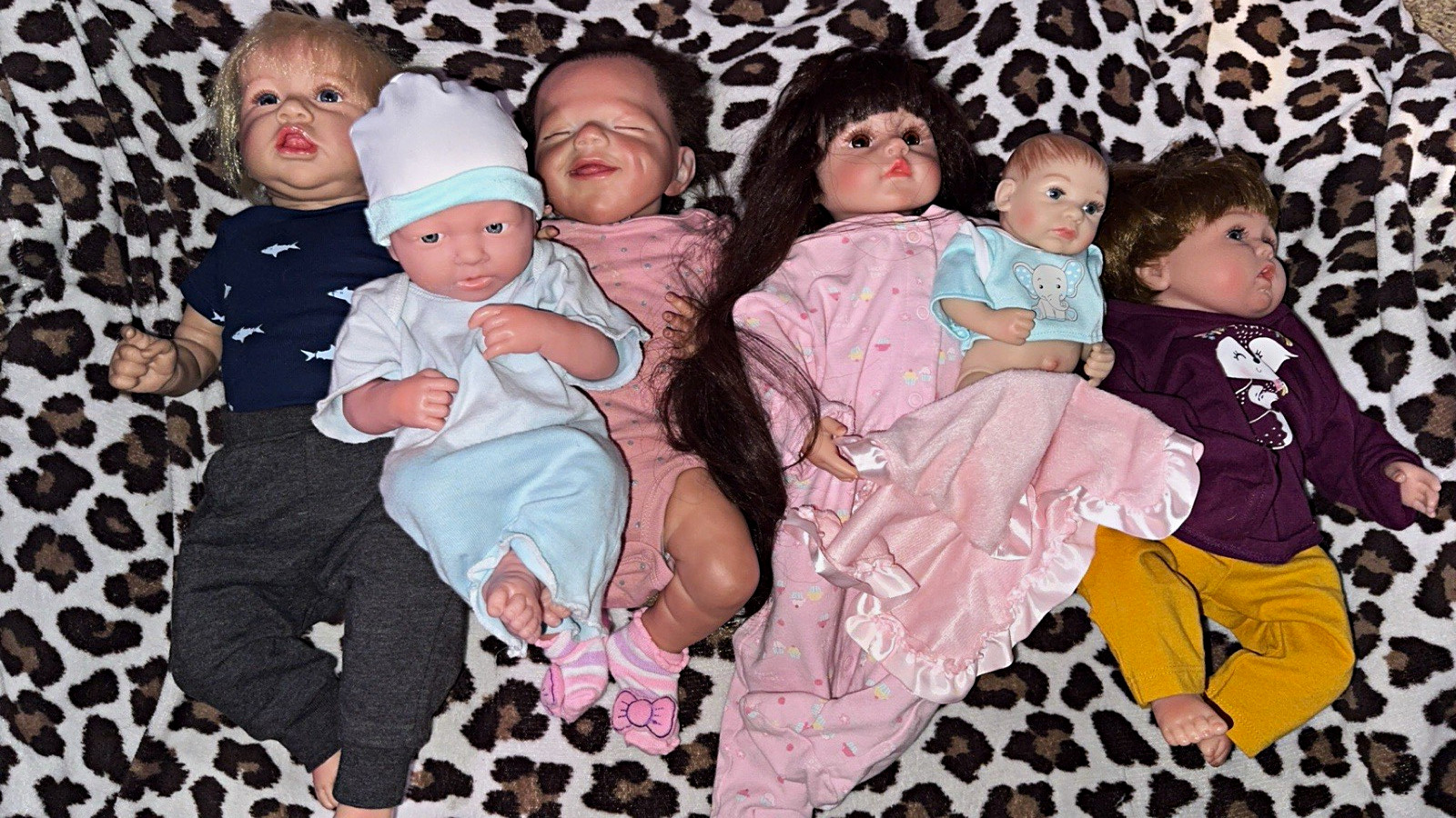6 reborn doll lot. removable clothes. 2 silicon and 4 cloth bodies