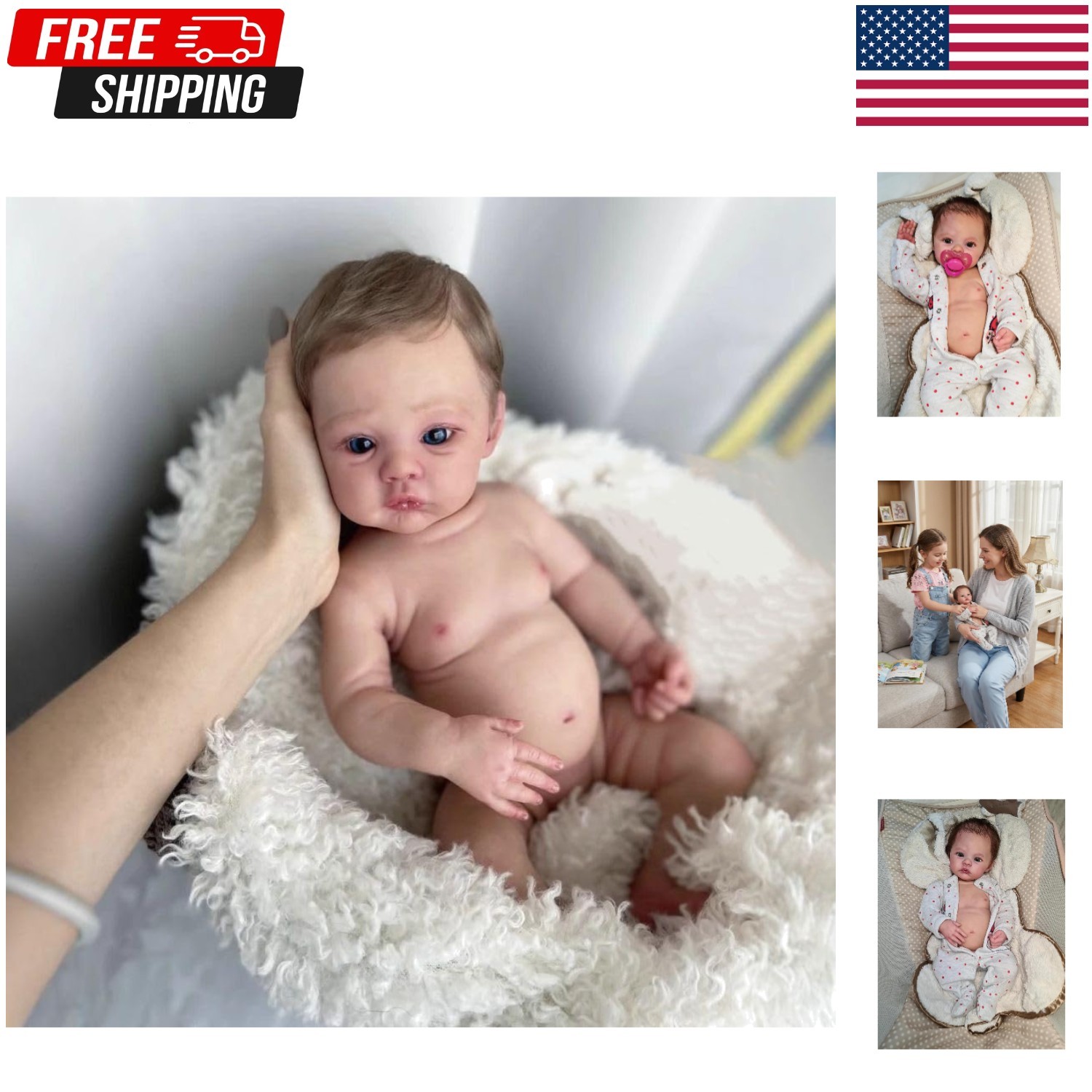Zero Pam Full Silicone Baby Dolls Full Body Girl 18 Inch Realistic Reborn Baby D
