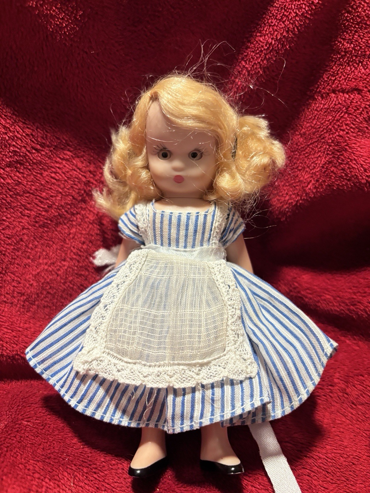 VTG Alice In Wonderland Madame Alexander Kins Striped Blue Dress Apron Headband