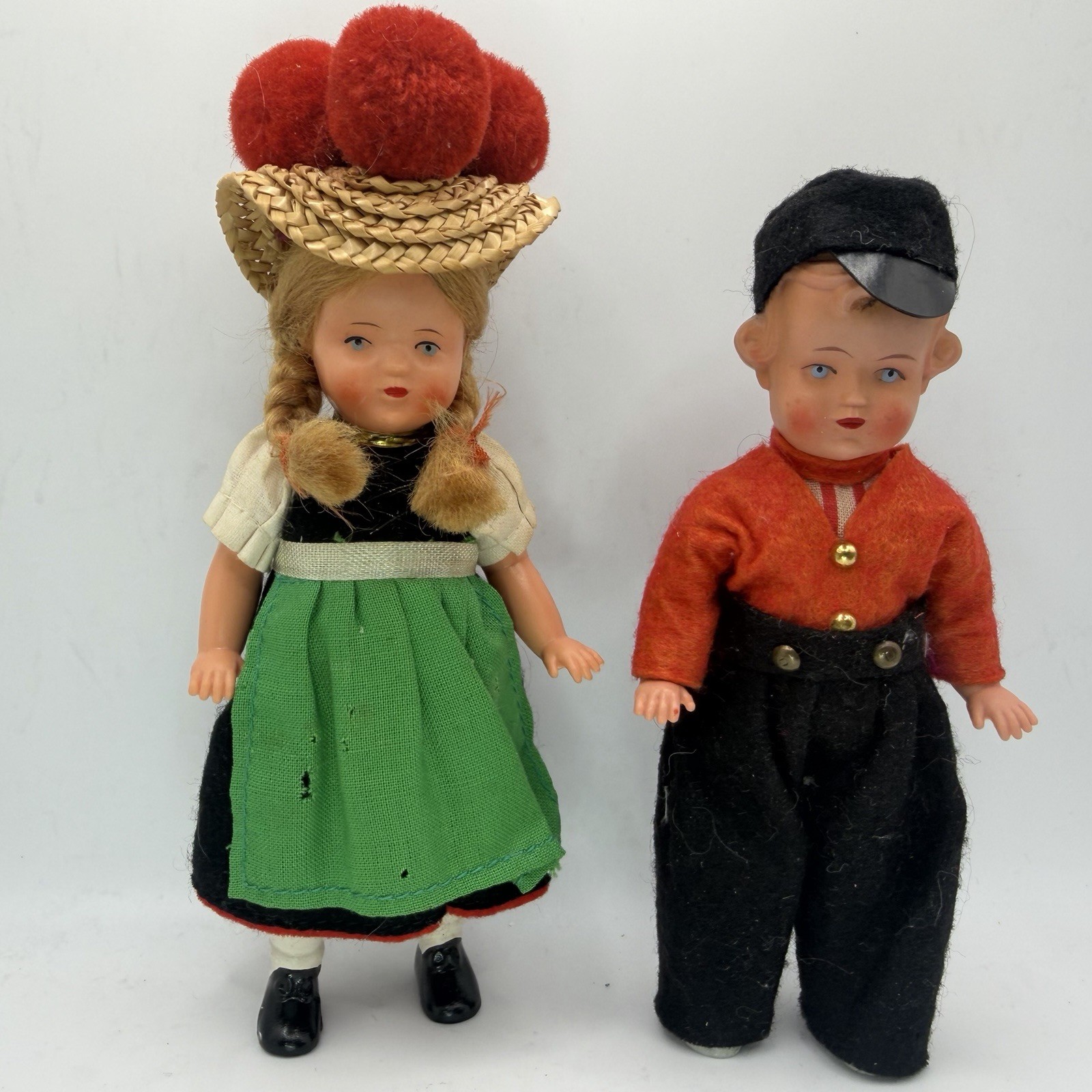 Boy And Girl Traditional Doll Pair German made by Preh Plastic Baby 1949 to 1959