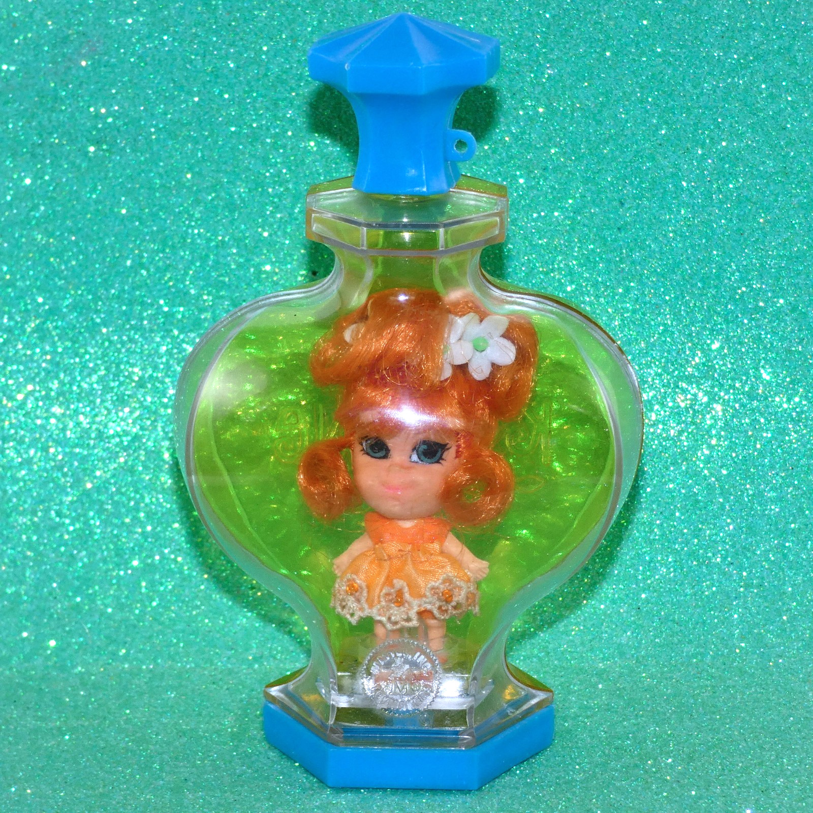 Mattel Liddle Kiddle KOLOGNE cologne ORANGE BLOSSOM DOLL perfume BOTTLE + stand