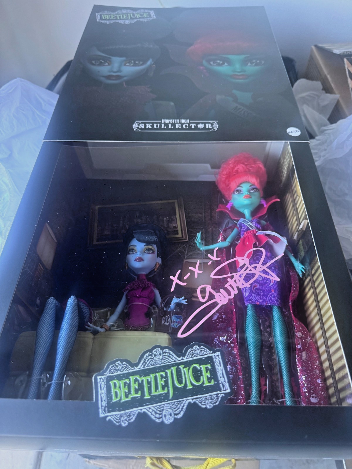 Mattel Creations Monster High Beetlejuice Waiting Room 2-Pack, SIGNED SANDER