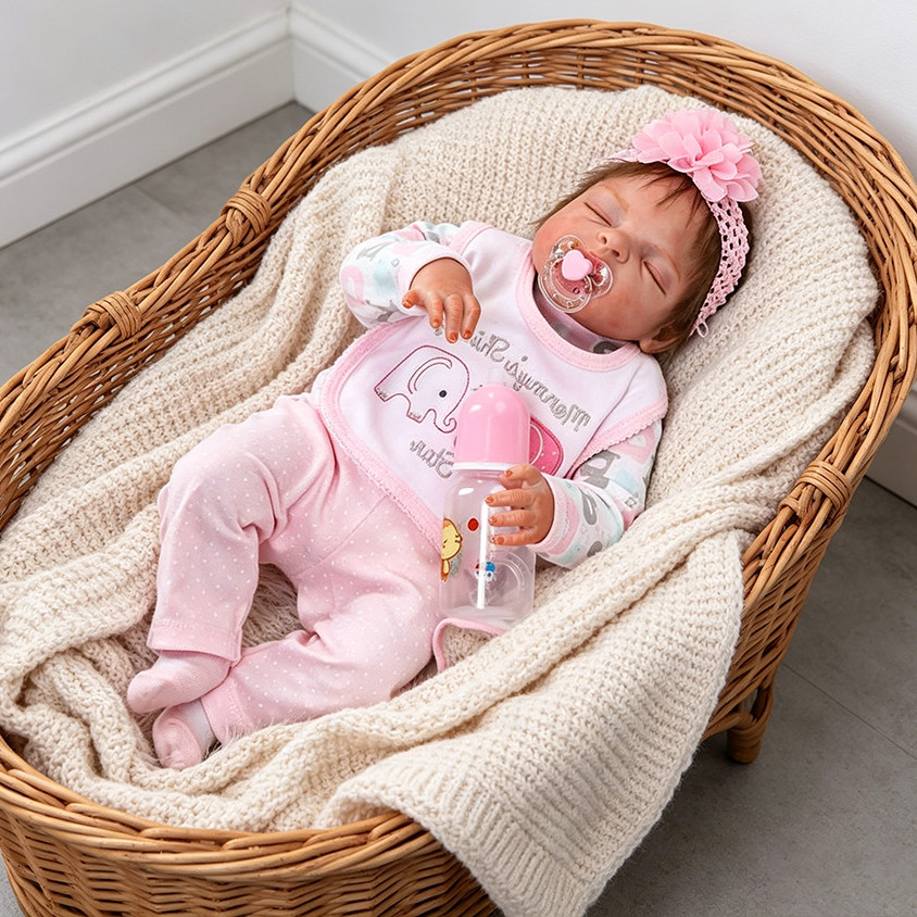 22″ Waterproof Reborn Dolls Girl Full Body Vinyl Silicone Lifelike Newborn Doll