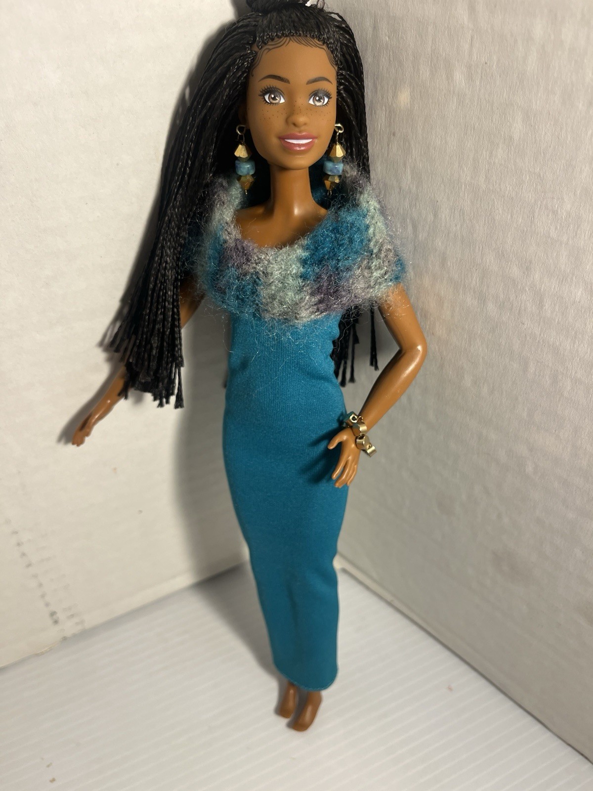 Mattel Barbie fashionistas African American Doll black OOAK earrings & bracelet