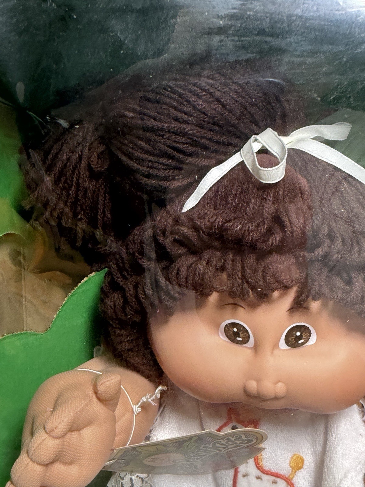 1985 SEALED BOX Cabbage Patch Kid Dark Brown Single Ponytail Brown Eyes FM1