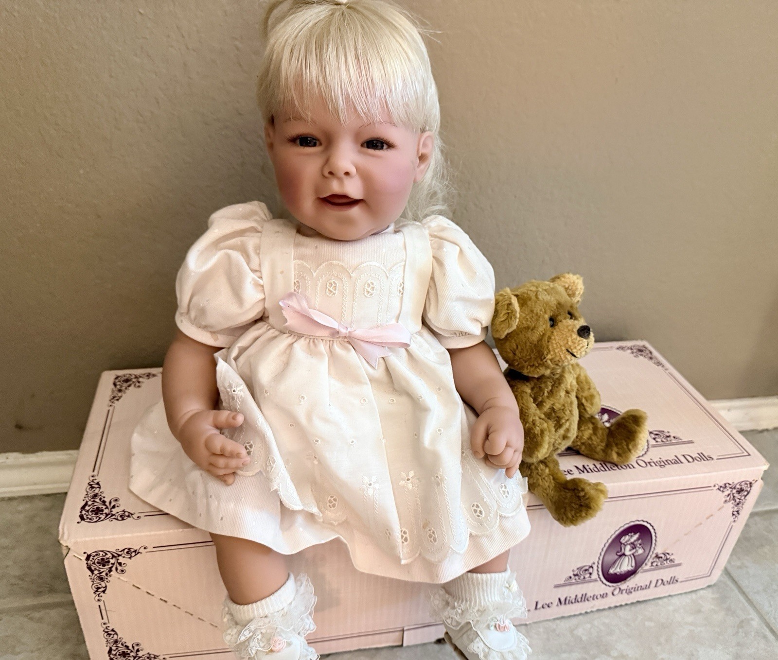 Lee Middleton It Takes Two Girl Doll & Brown Bear, Also Stars & Stripe Boy Doll