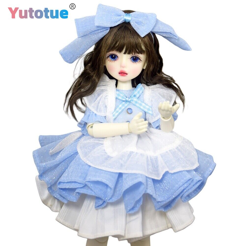 Yutotue 12 inch Height Blue Eyes Girl Doll Wig Clothes Shoes Removable Kids Toy