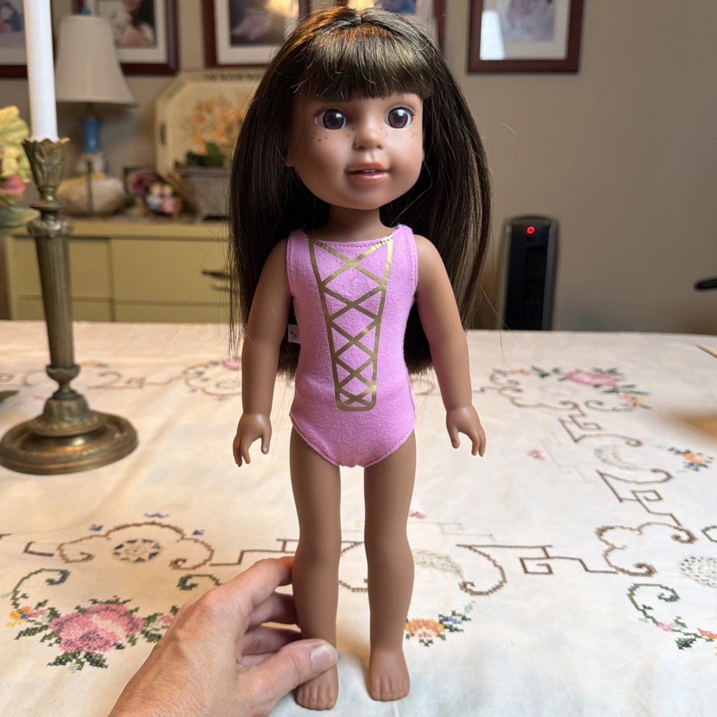 American Girl WellieWishers Ashlyn Doll With Pink Leotard Brown Hair & Eyes