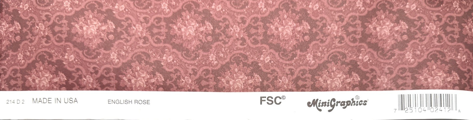 1/12 Scale MiniGraphics Wallpaper – English Rose – 12″ x 18″ – 2 Sheets – NRFP