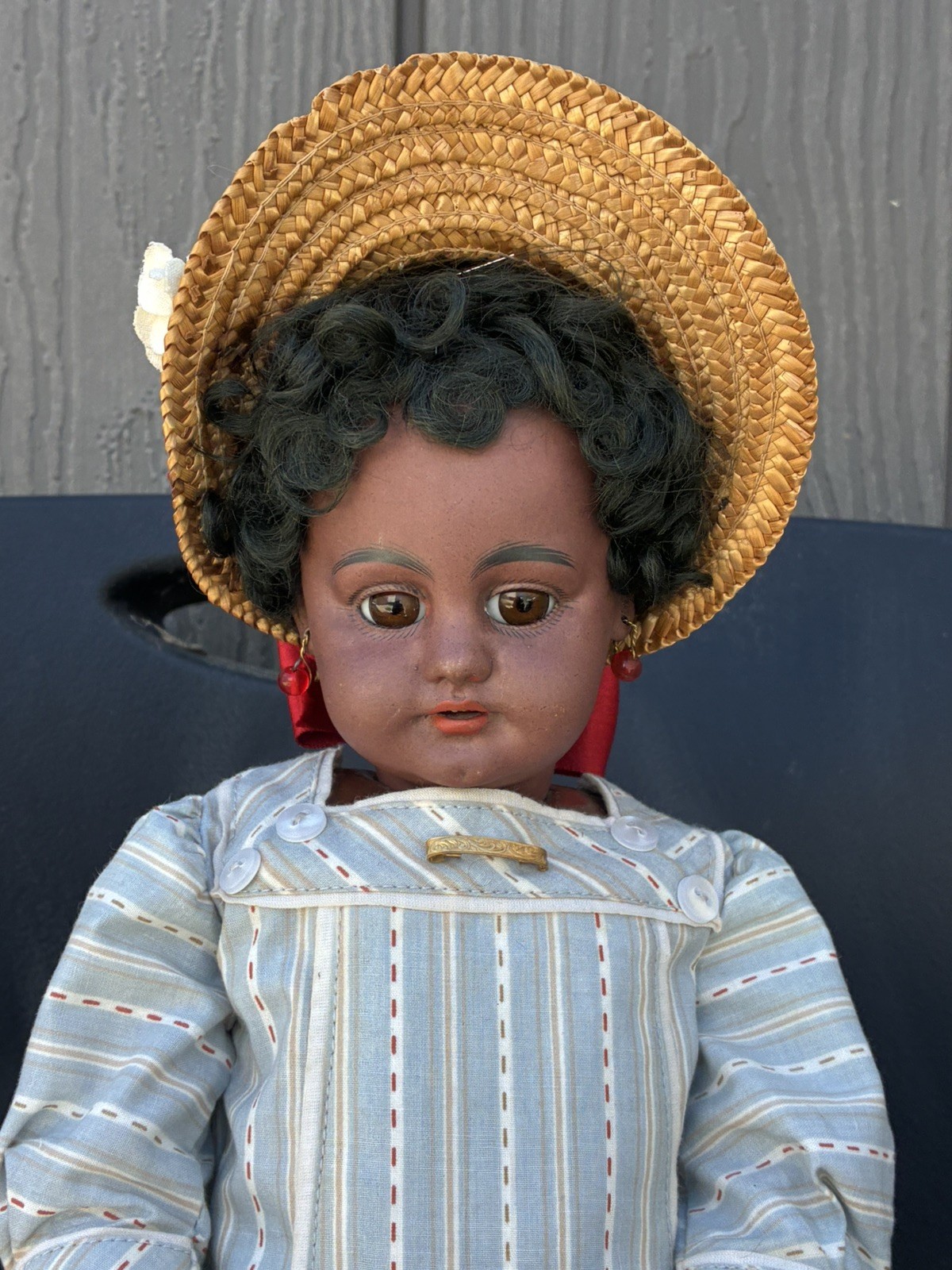 ANTIQUE Simon And Halbig 739 black bisque Doll African American 19”