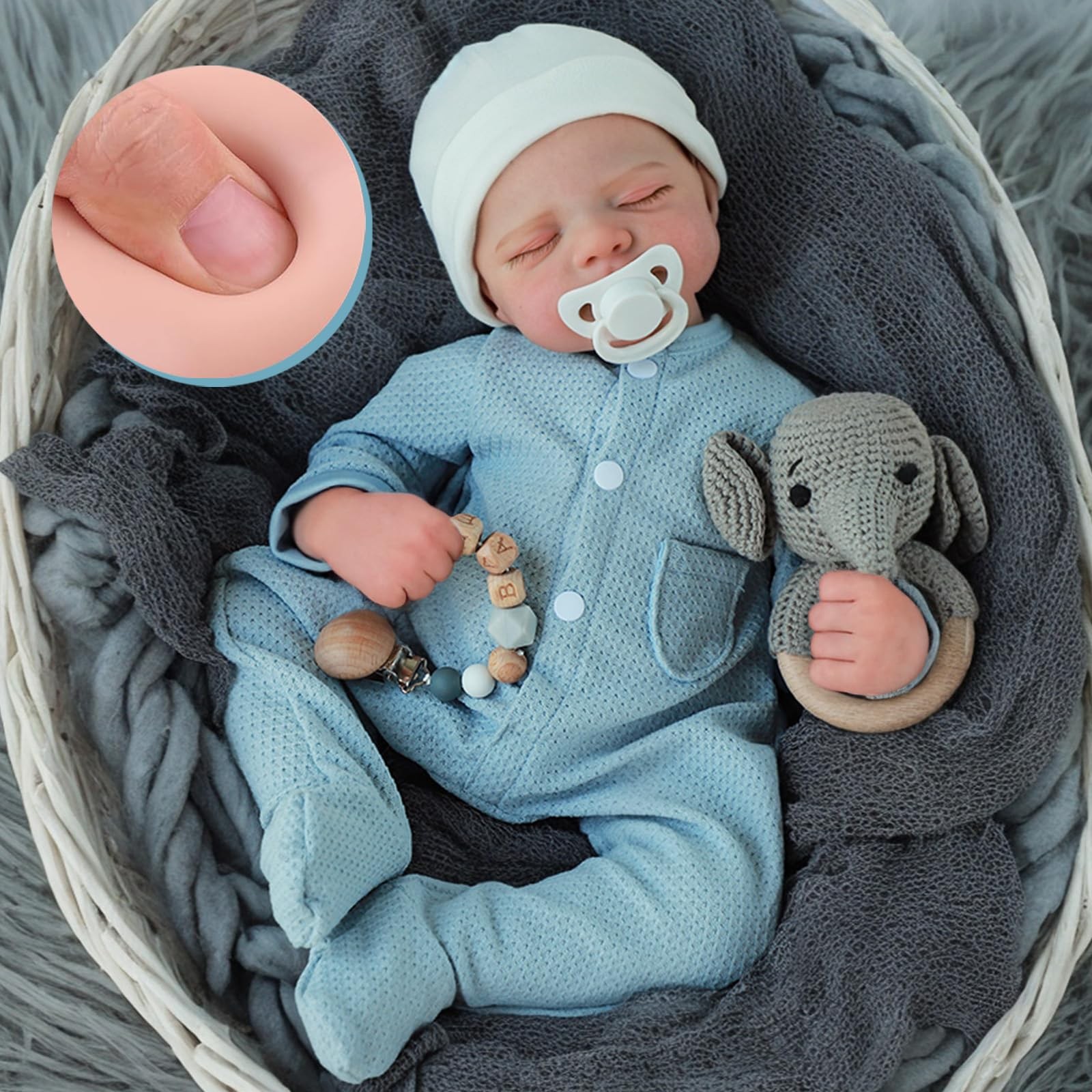 Lifelike Reborn Baby Dolls- 18 Inch Baby Boy Doll, Full Vinyl Body Sleeping D…