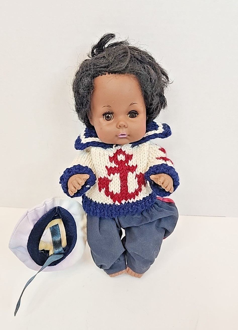 Eegee Co 109UU Black Brown Doll 10″ Drinks Wets Sleepy Unipak Sailor Outfit Vtg