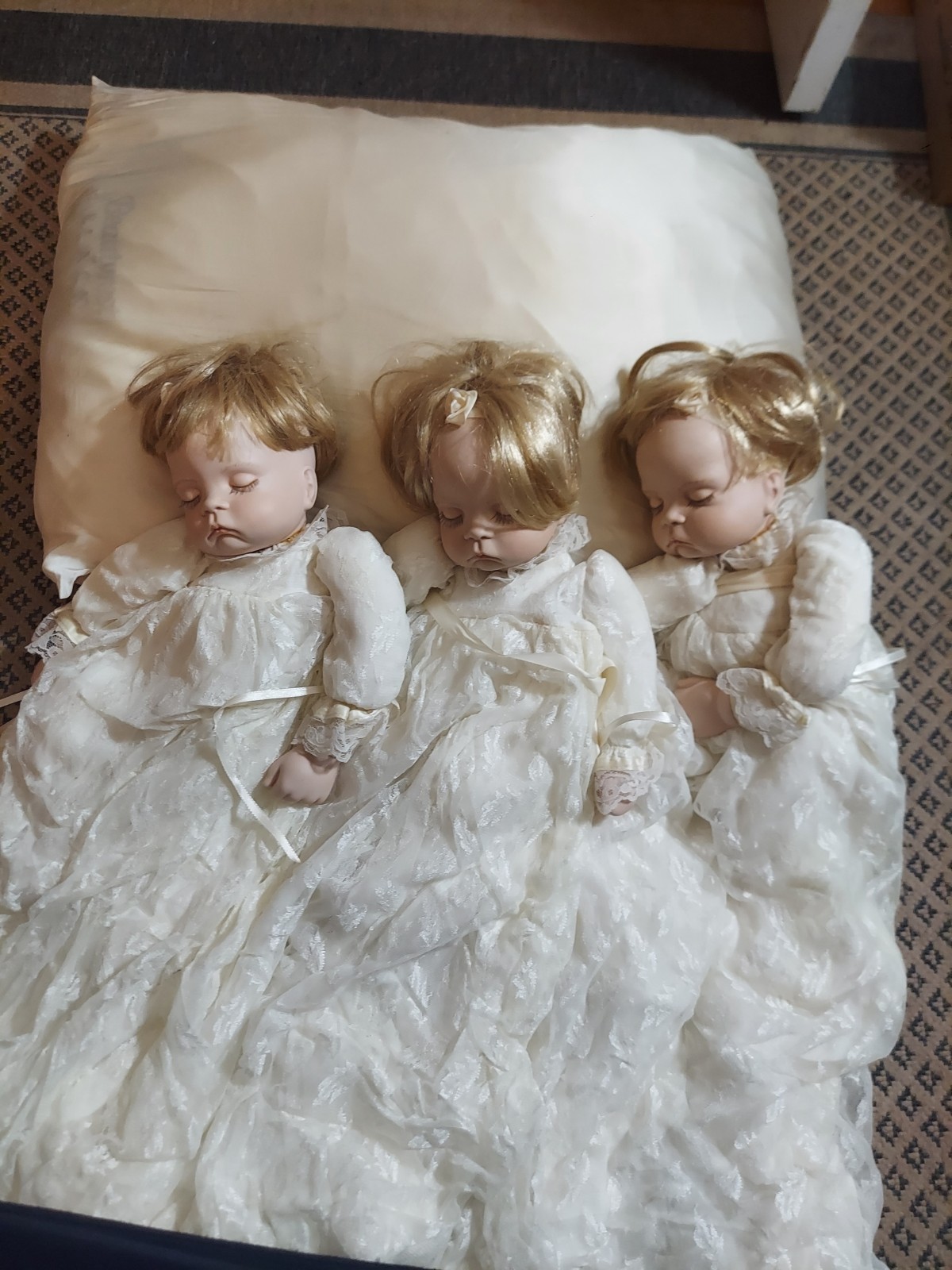 Unique Special Order Triplets Made In South Africa Porcelain Dolls.