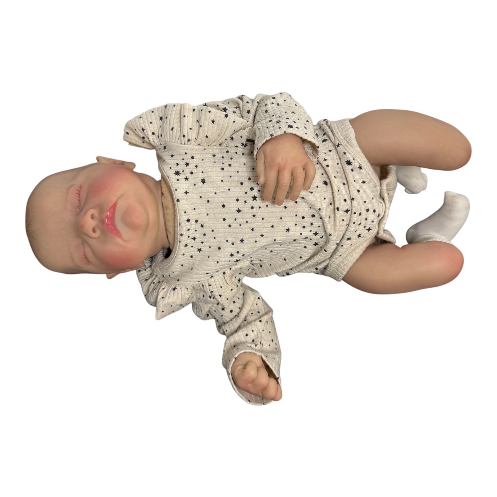 Realistic Sleeping Reborn Baby Doll Star Print Weighted Cloth Body 1 lb 13 18 in