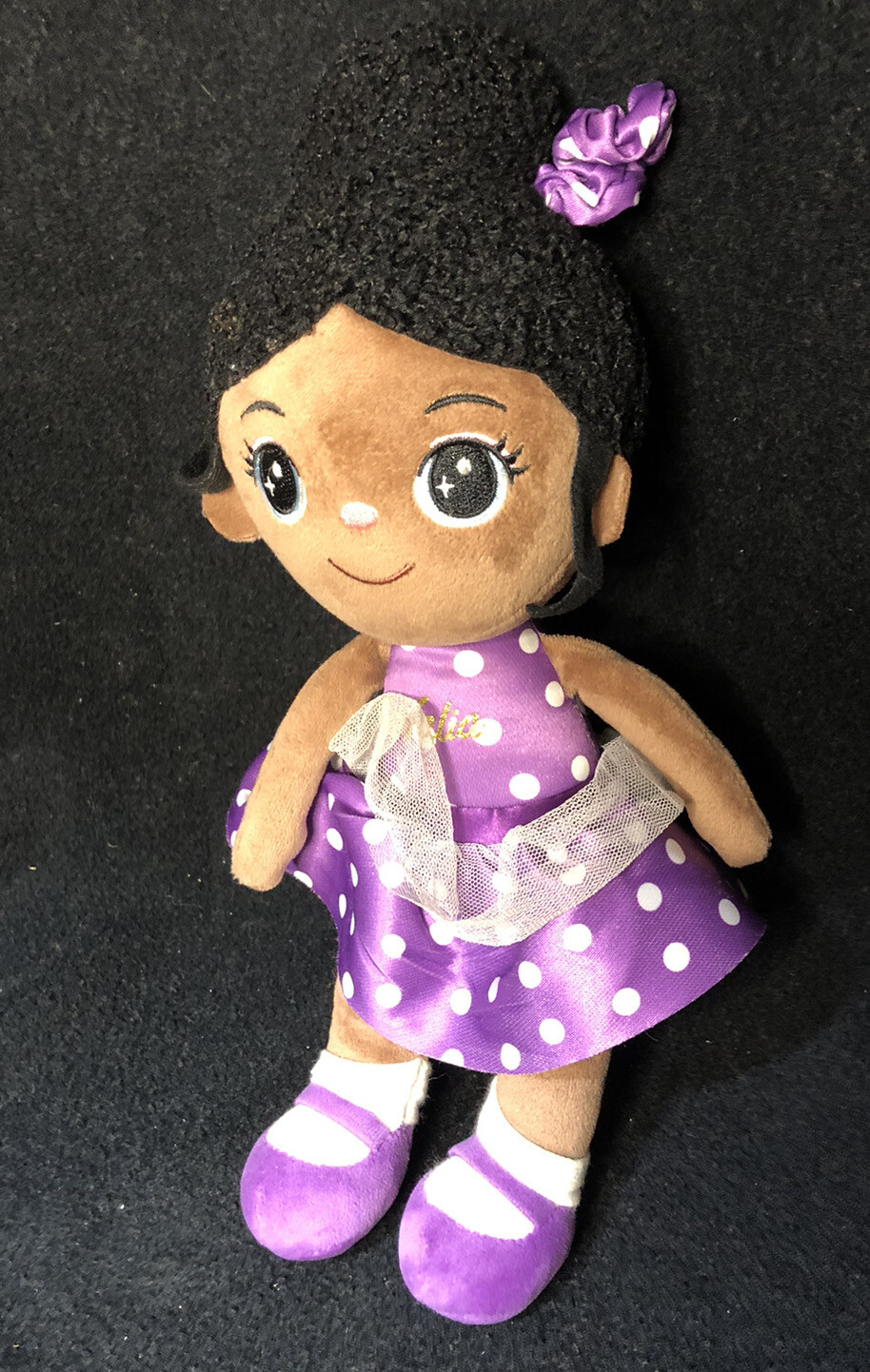 iFroDoll African American Cloth Doll Plush You 14” Stuffed Toy Purple Dress