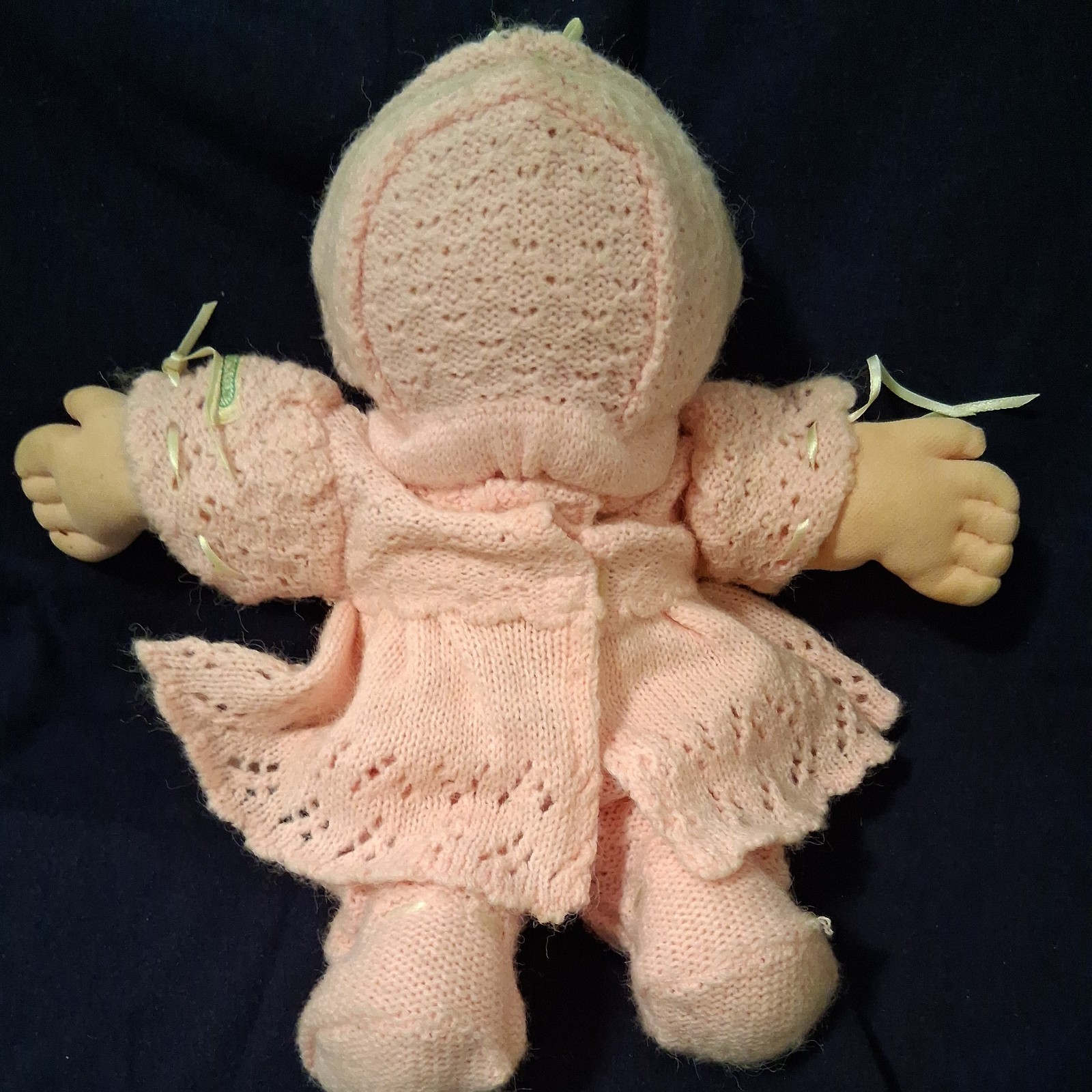 Cabbage Patch Kids 1985 Baby Doll Signed Xavier Roberts Pink Knit Outfit