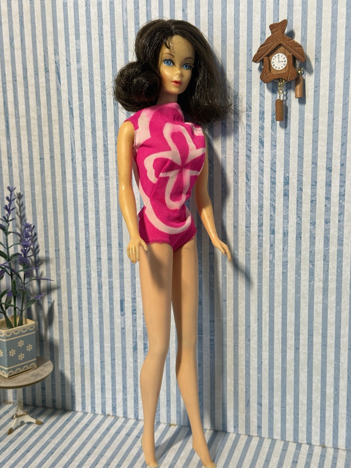 VINTAGE MOD TNT BARBIE DOLL MARLO FLIP BRUNETTE IN VINTAGE SWIMSUIT