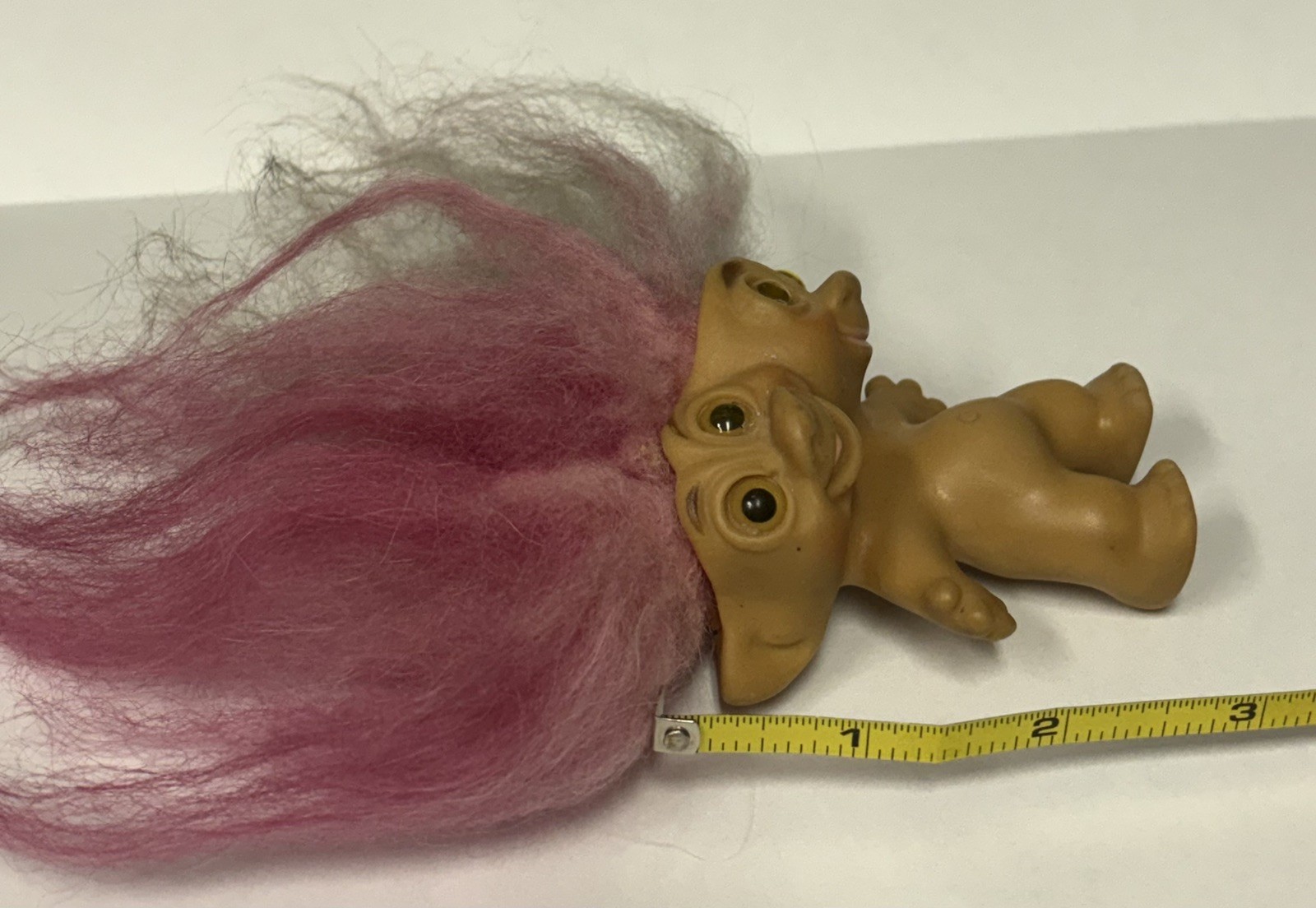 Rare Dated 1966 Uneeda Double Headed Troll Doll Pink And Gray Hair Made In USA