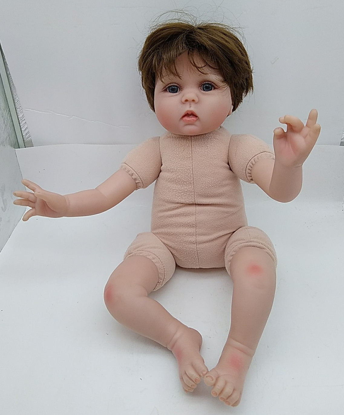 Kaydora Reborn Baby Doll Baby Lifelike Reborn Doll Boy Brown Hair Blue Eyes 20”