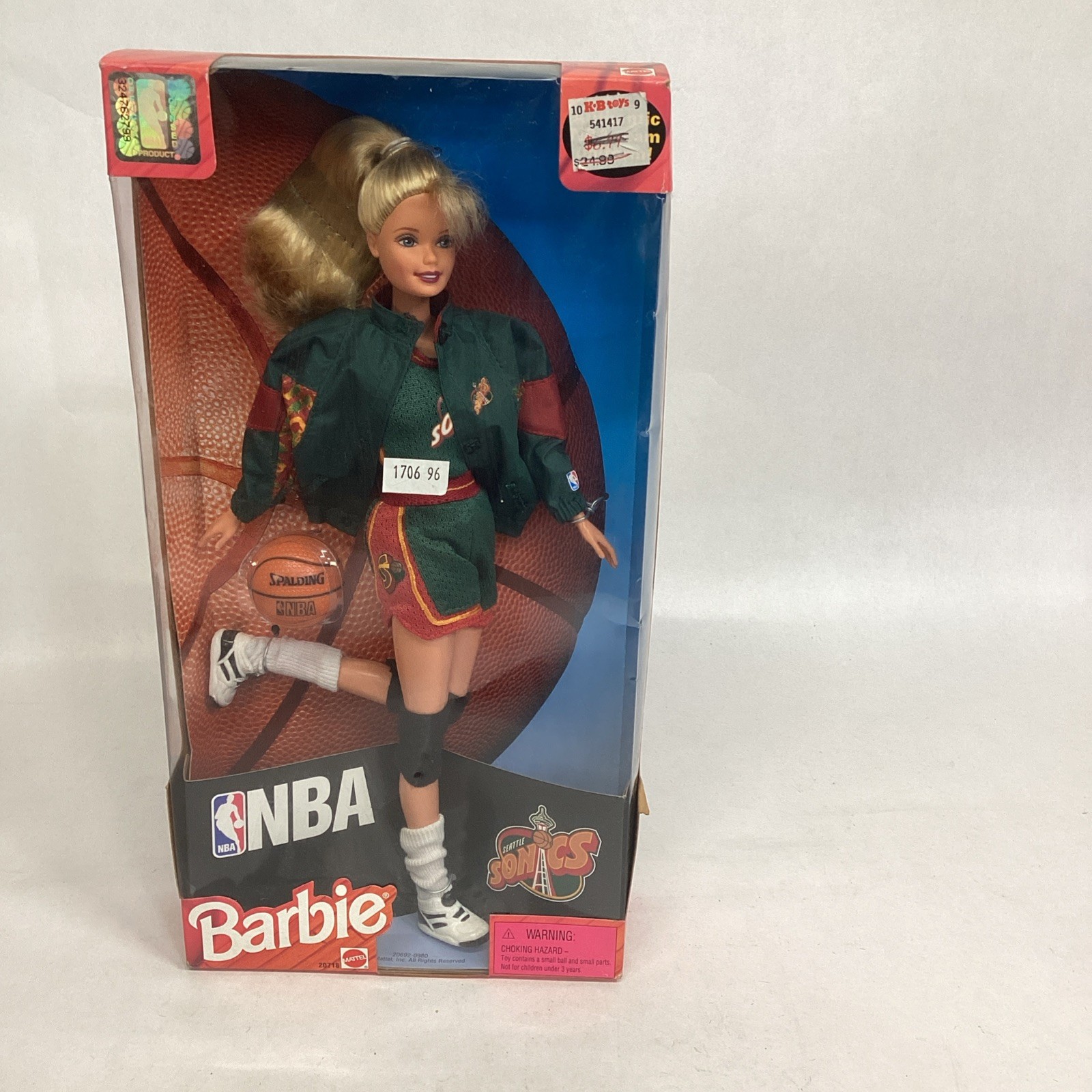 Barbie Doll Seattle Sonics Basketball 1998 Mattel # 20718 NOS NBA Team Uniform