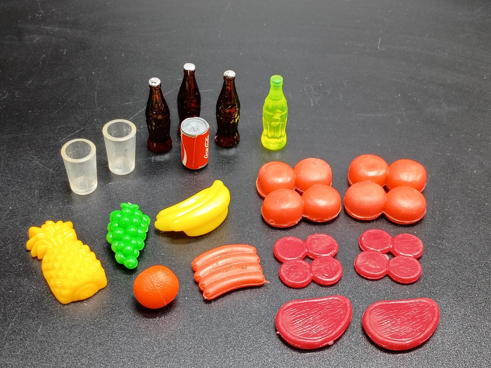 VTG Barbie Doll Size Play Food Lot of 18 1990s Kitchen Store Fruit Meat Soda