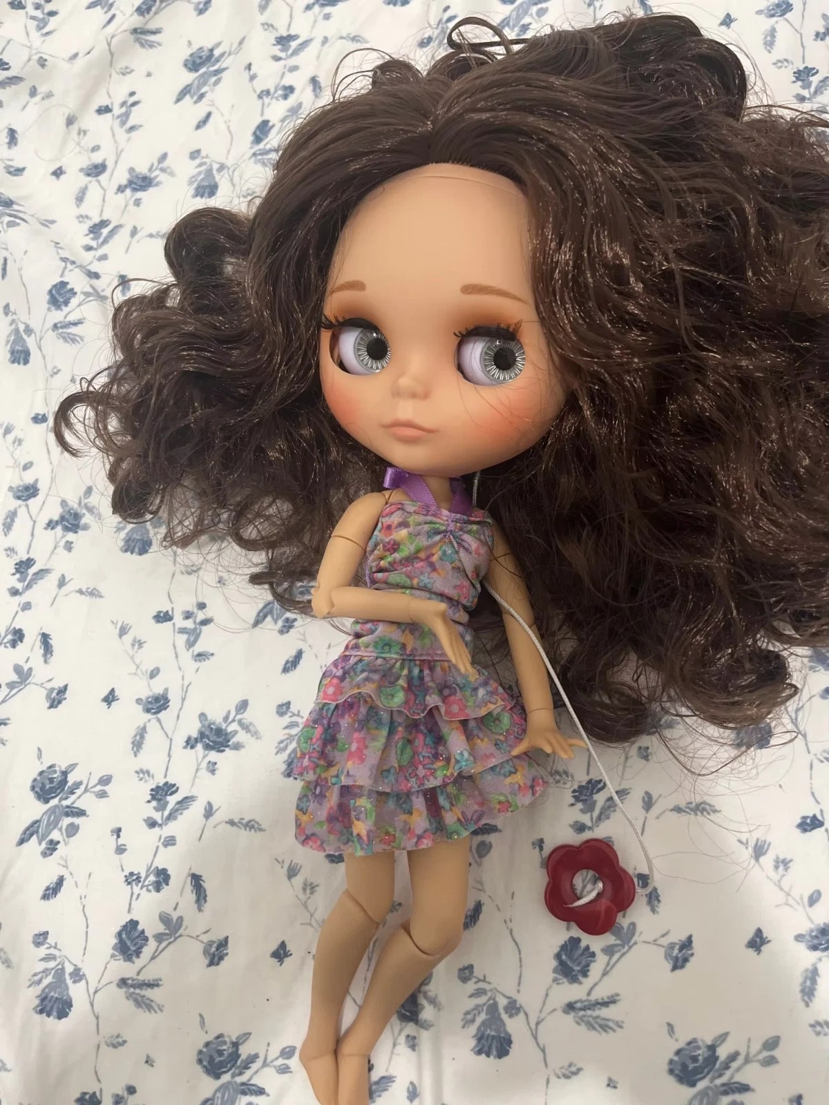 Neo Blythe Doll Matte Face Eyebrows Joint Body Tan Skin Brown Hair Wig Gift Toy