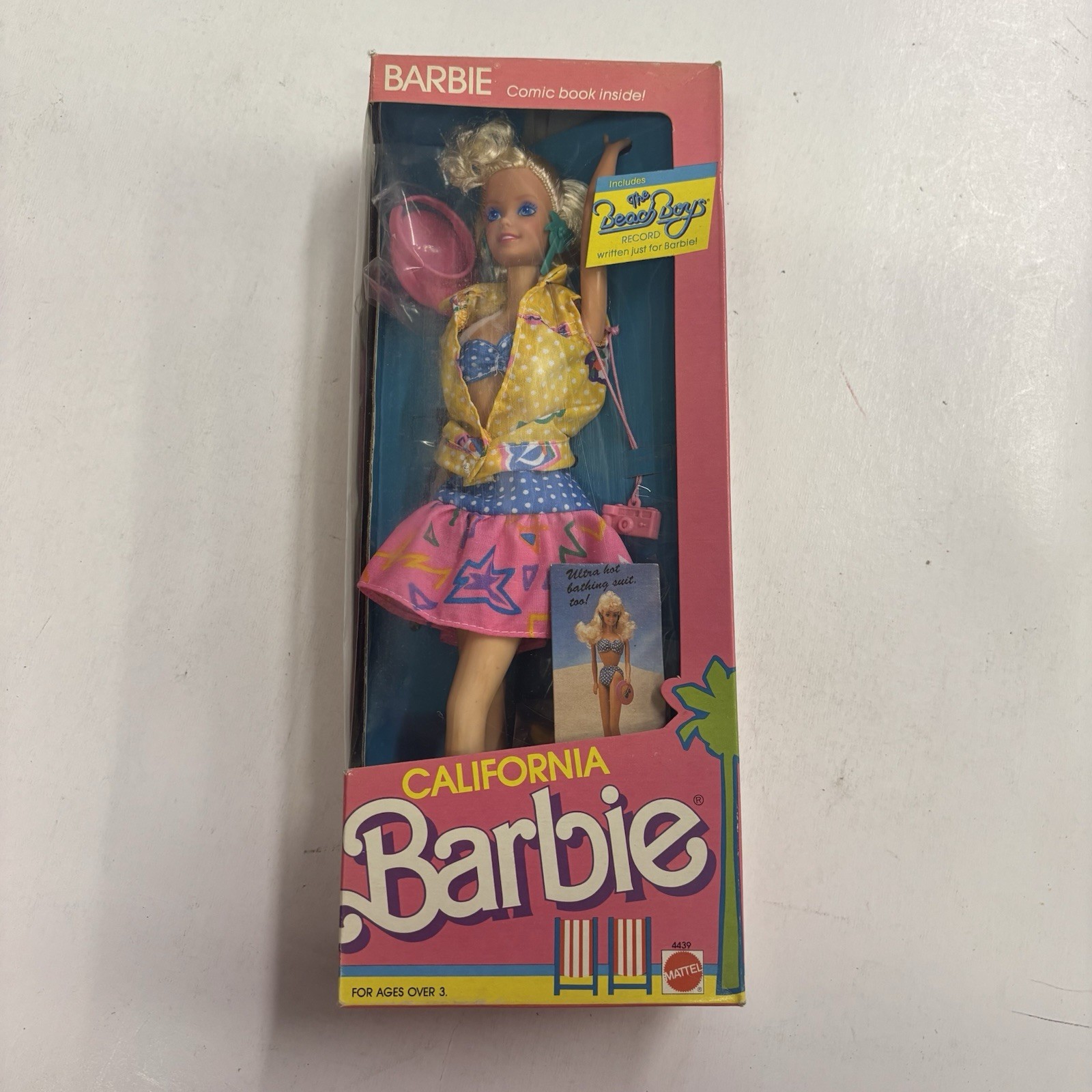 Vtg California Barbie 4439 Blonde/Blue Eyes Multicolor Outfit Mattel 1987 New