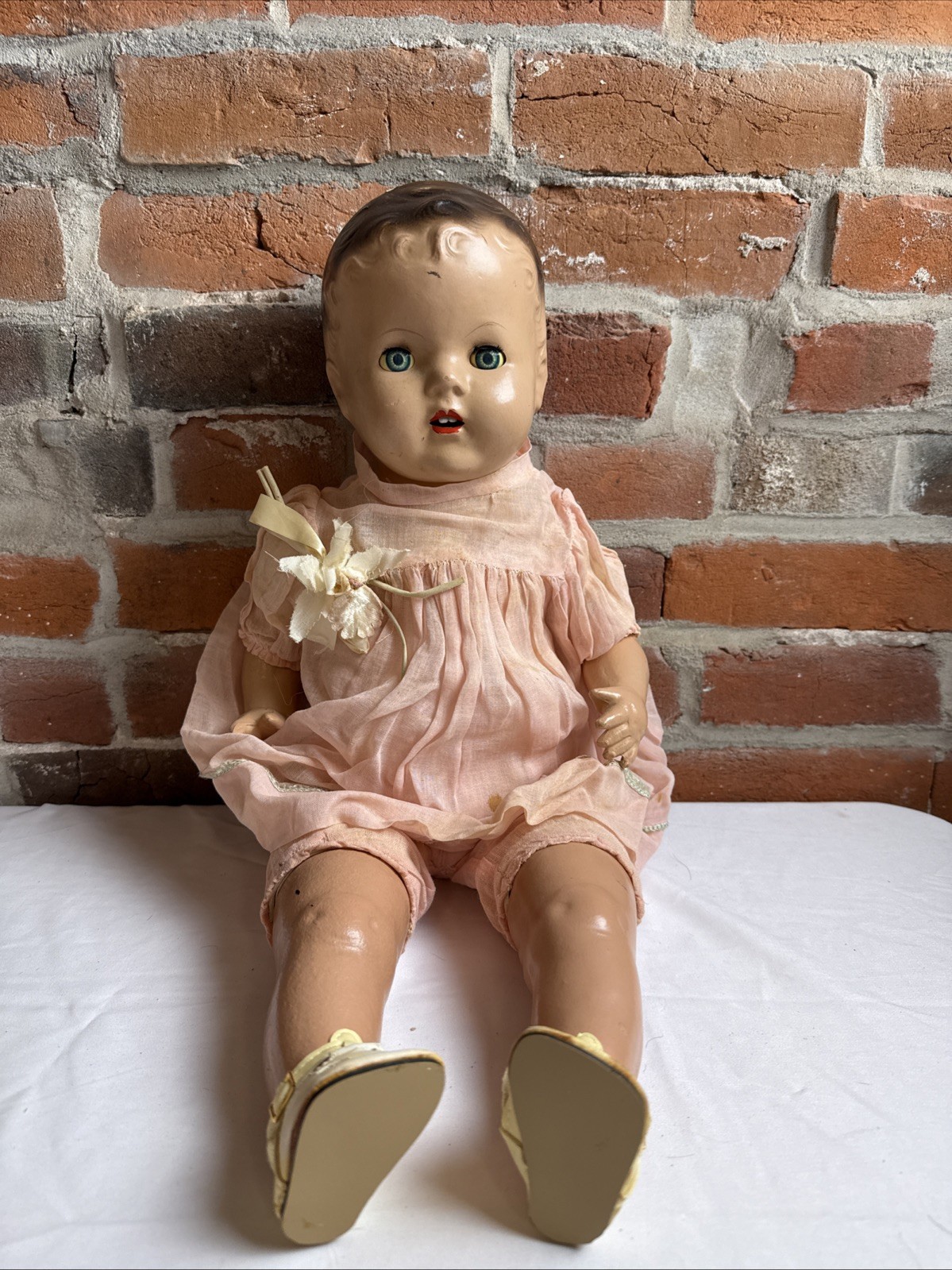 Darling, Vintage Composition & Cloth Baby Doll 22” Composite Antique
