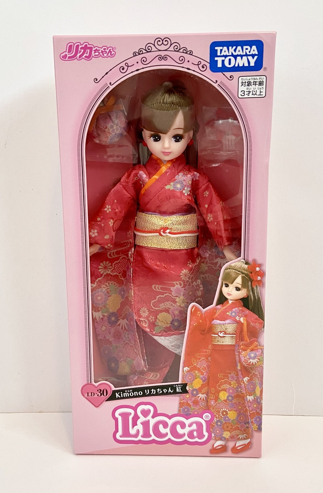 Takara Tomy Licca-Chan Doll Red Kimono LD-30 Doll UK Stock New