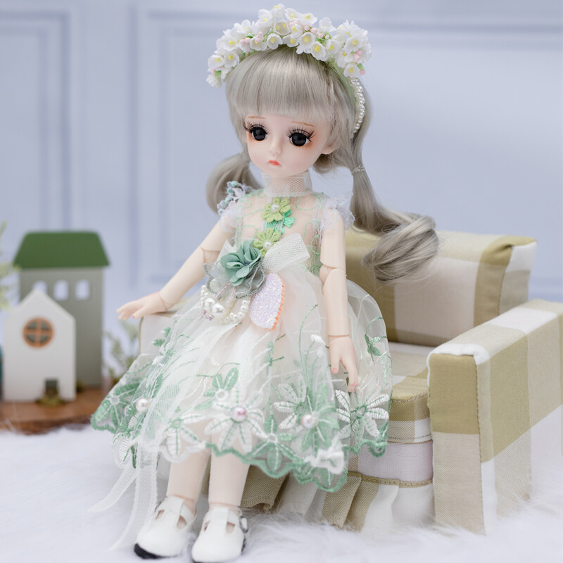 1/6 BJD Doll 30cm Height Girls with Face Makeup Eyes Dress Shoes Full Set Toys