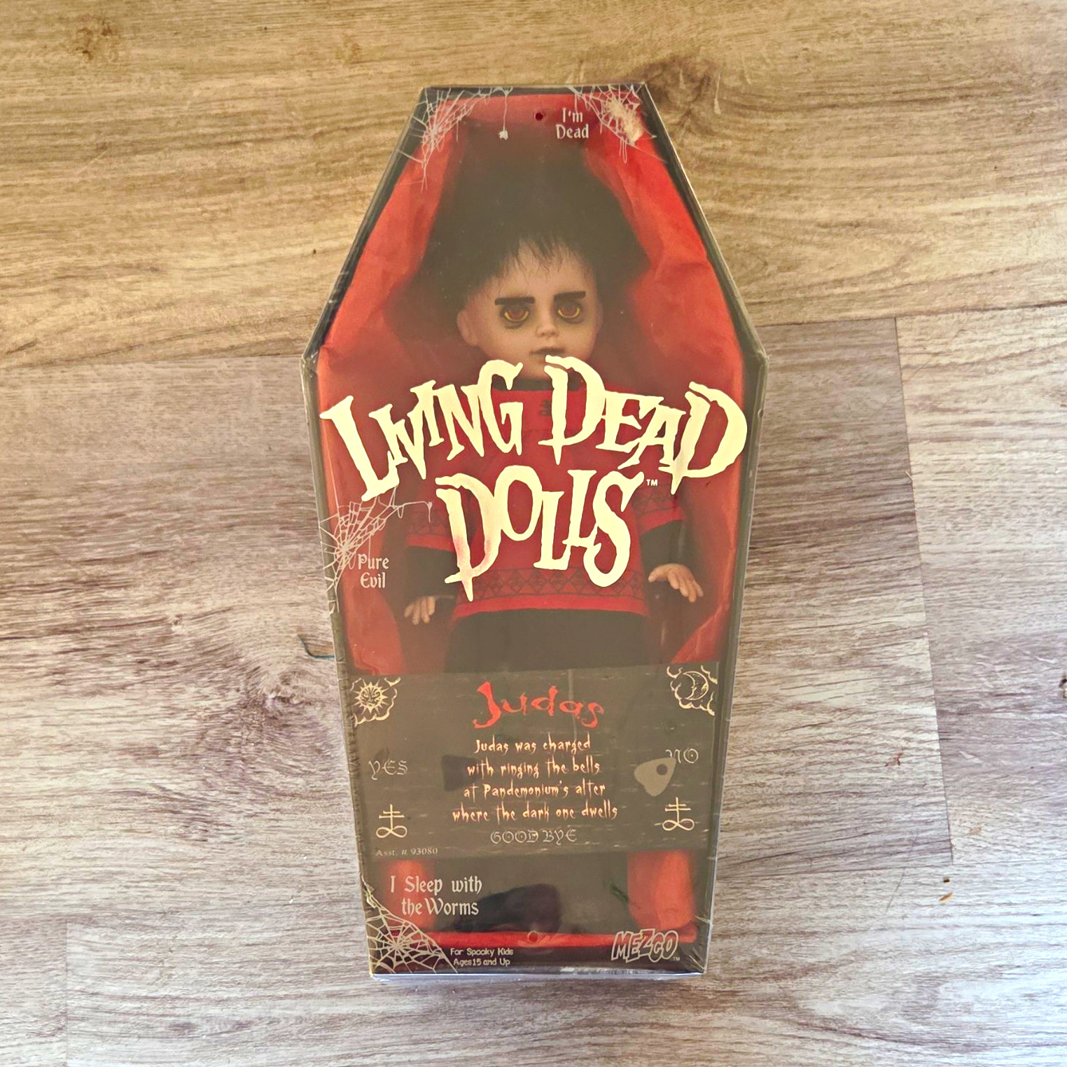 Mezco Living Dead Dolls Judas 10in Boy Doll Black Hair Coffin Box