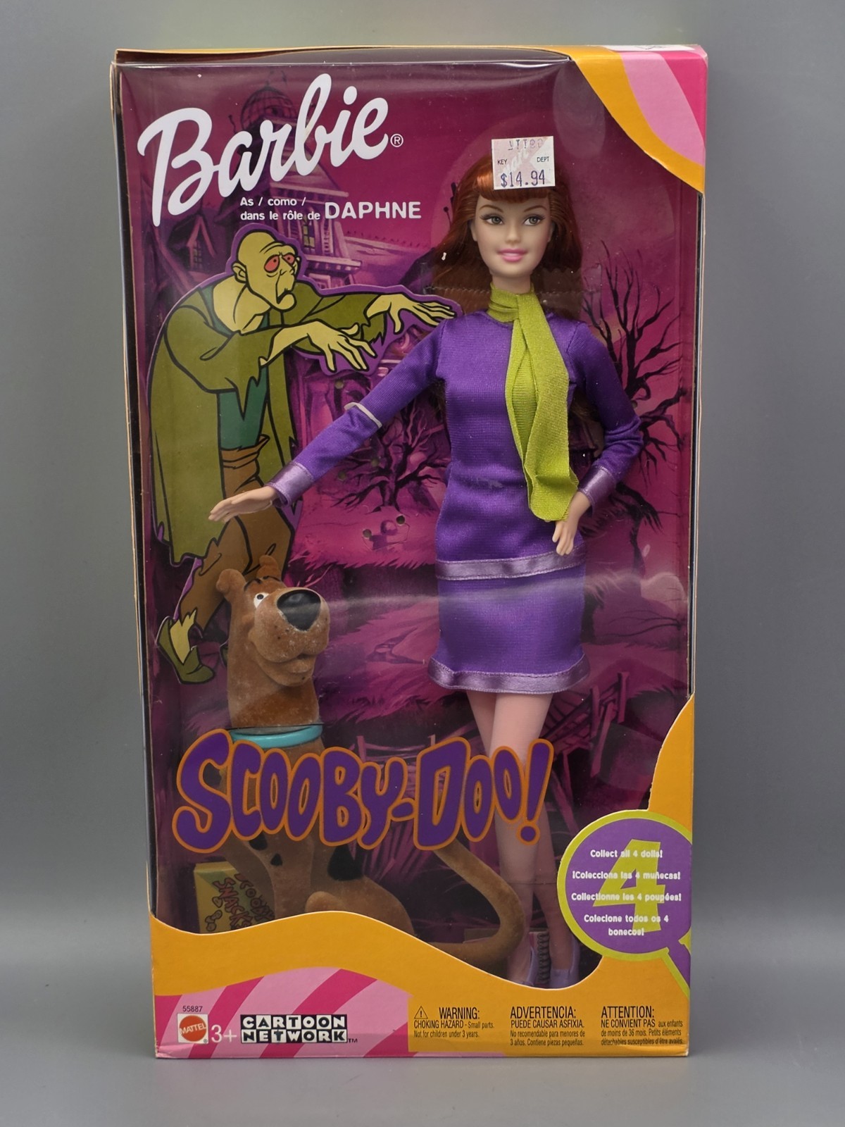 Vintage Mattel Barbie Daphne Scooby-Doo 12in Fashion Doll w/ Scooby Figure 2002