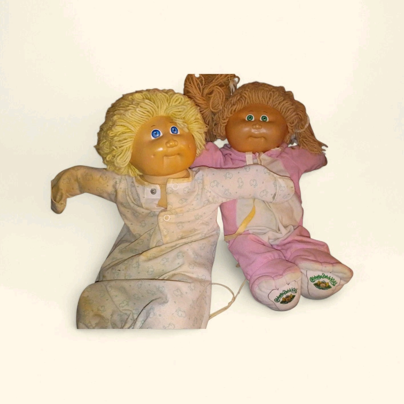 Cabbage Patch Kids Baby Dolls Lot of 2 Girls Yarn Hair Soft Body 1980s originals