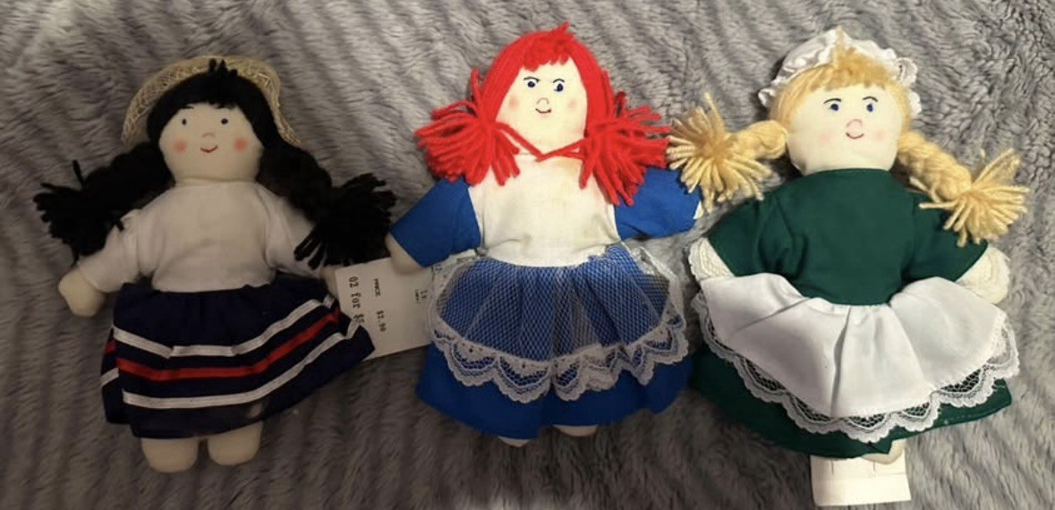 Set of 3: Soft Fabric Yarn Dolls