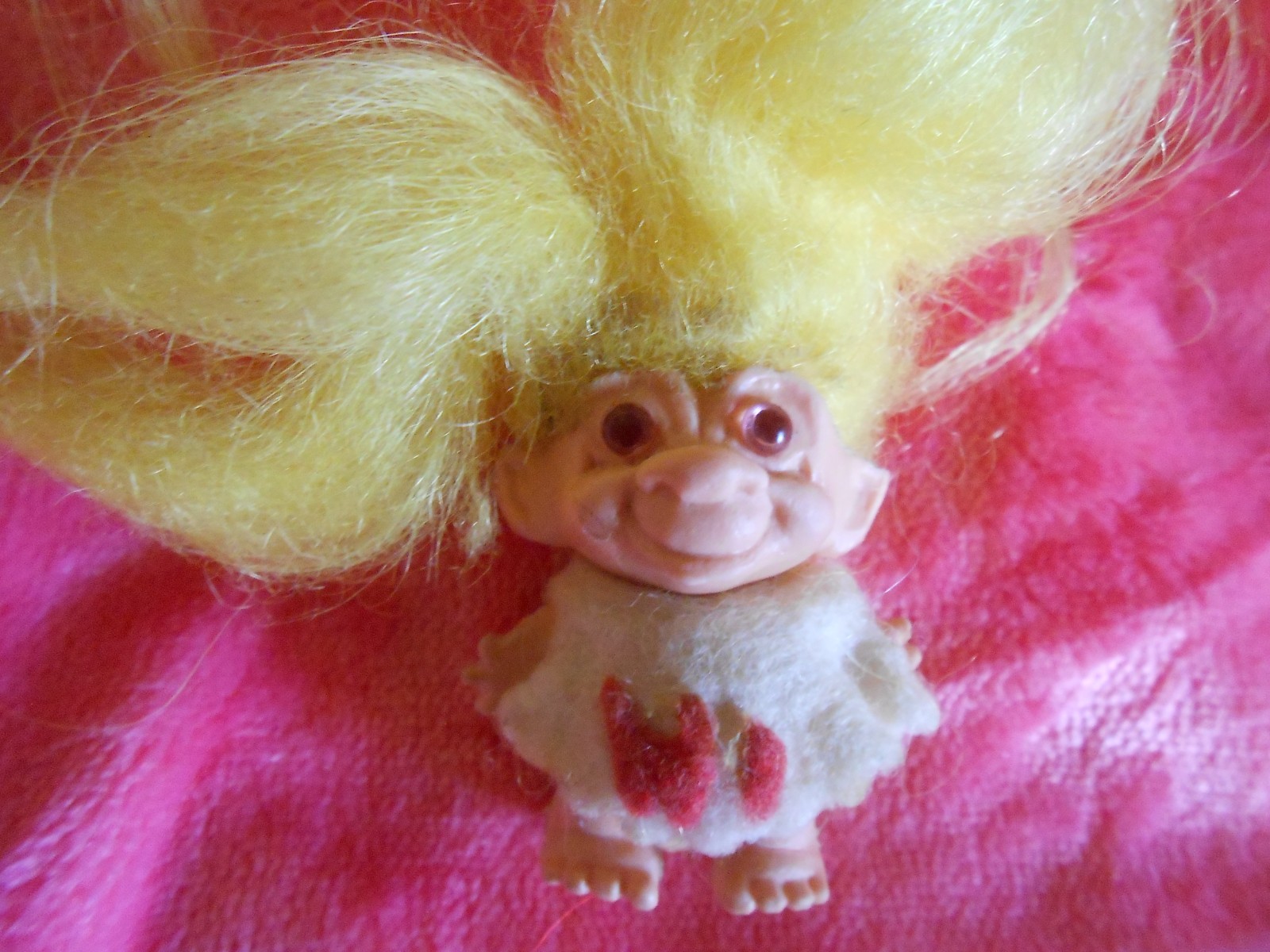 Vintage Scandia S.H.E. Pencil Topper Troll-PINBACK version-Yellow Hair/Pink Eyes