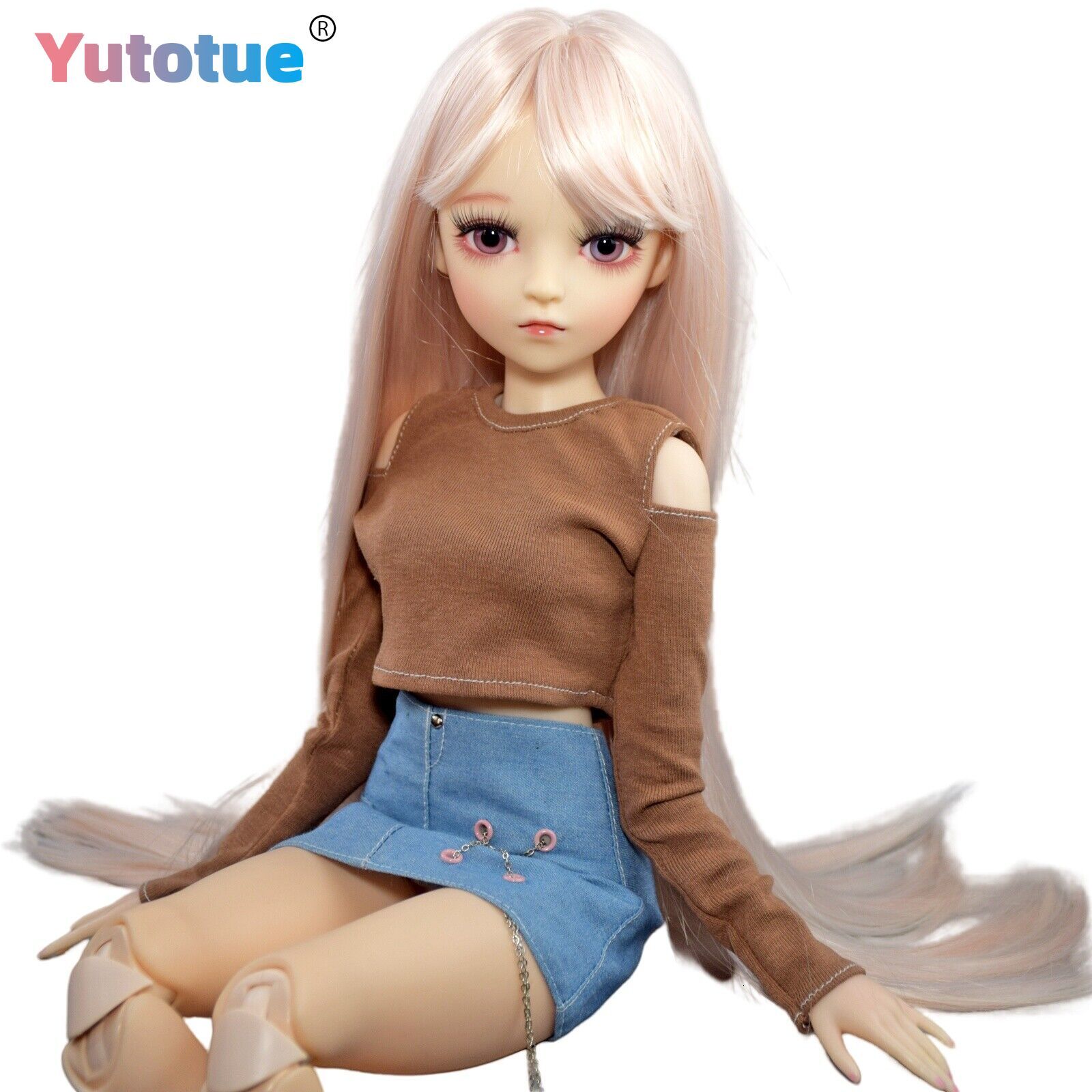Yutotue 24 inch Girl Doll Joints Body Clothes Shoes Wig Assemble Completed Toy