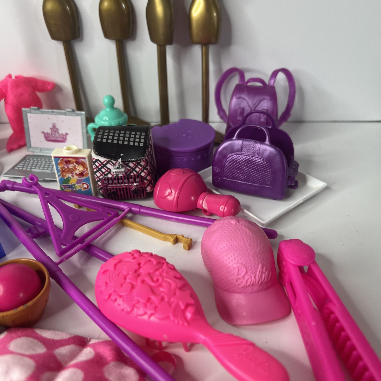 90 Pieces Barbie & Small Doll Assortment Of Accessories Toy Lot Junk Drawer Lot