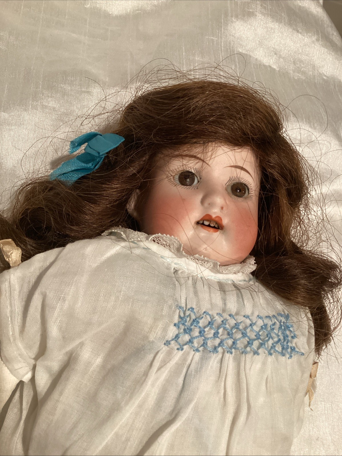 Vintage Germany Bisque Head Doll Leather Jointed Body 14”