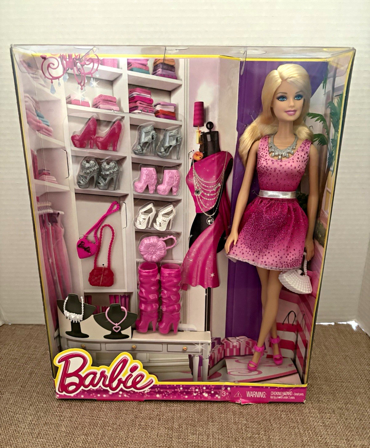 Barbie Doll Fashion Closet Playset CFR54 with Outfit, Shoes & Accessories NIB