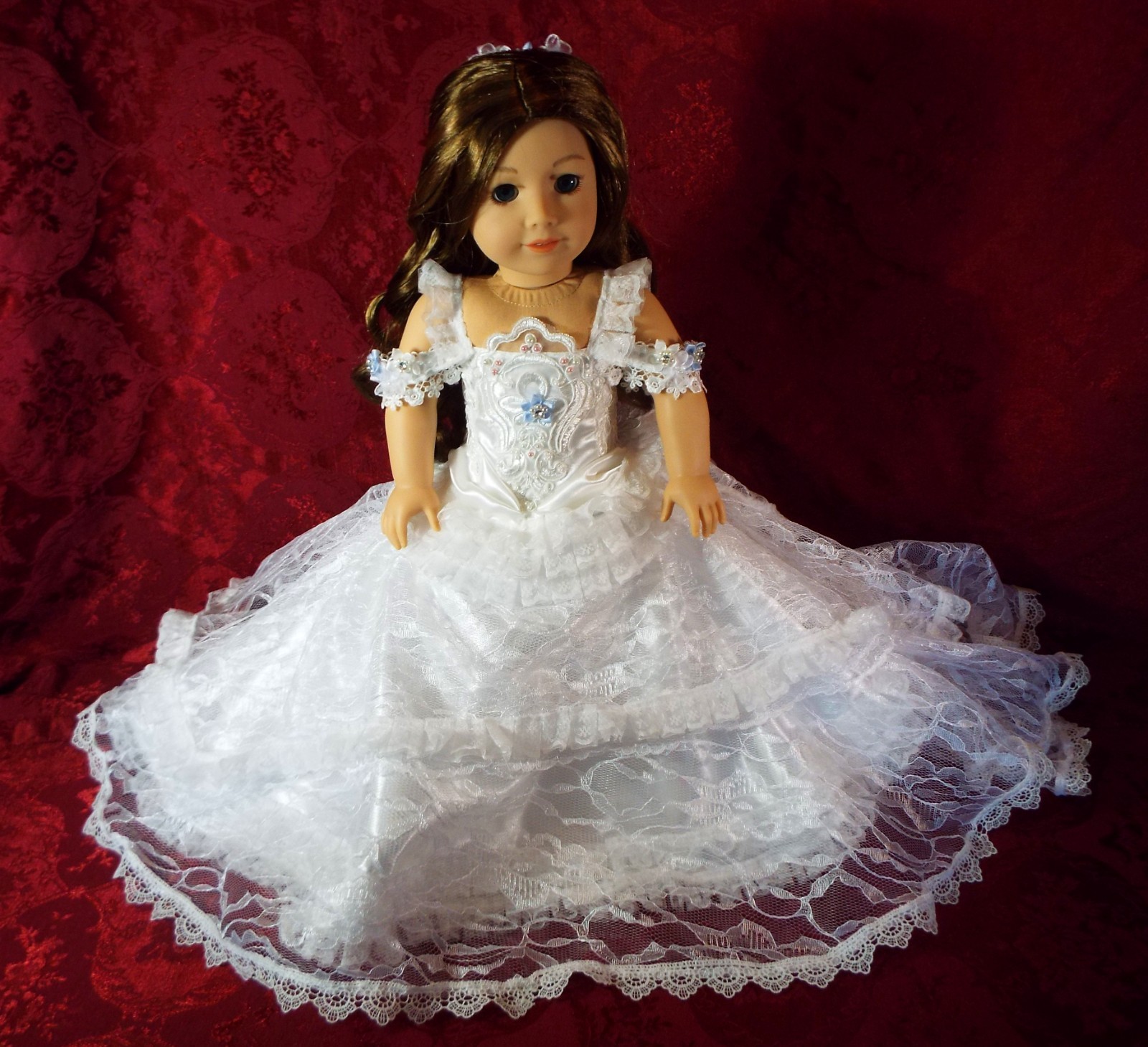 OOAK gown “White Splendor” for 18″ dolls like American Girl