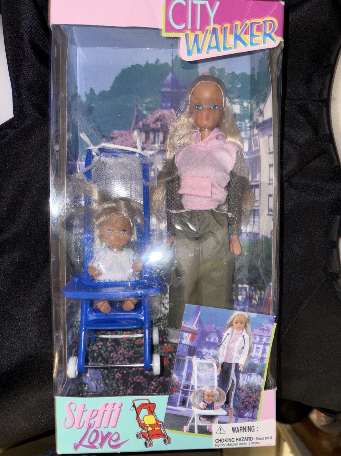Vintage STEFFI LOVE Baby w/Stroller City Walker Doll Set NIB Simba Barbie Clone