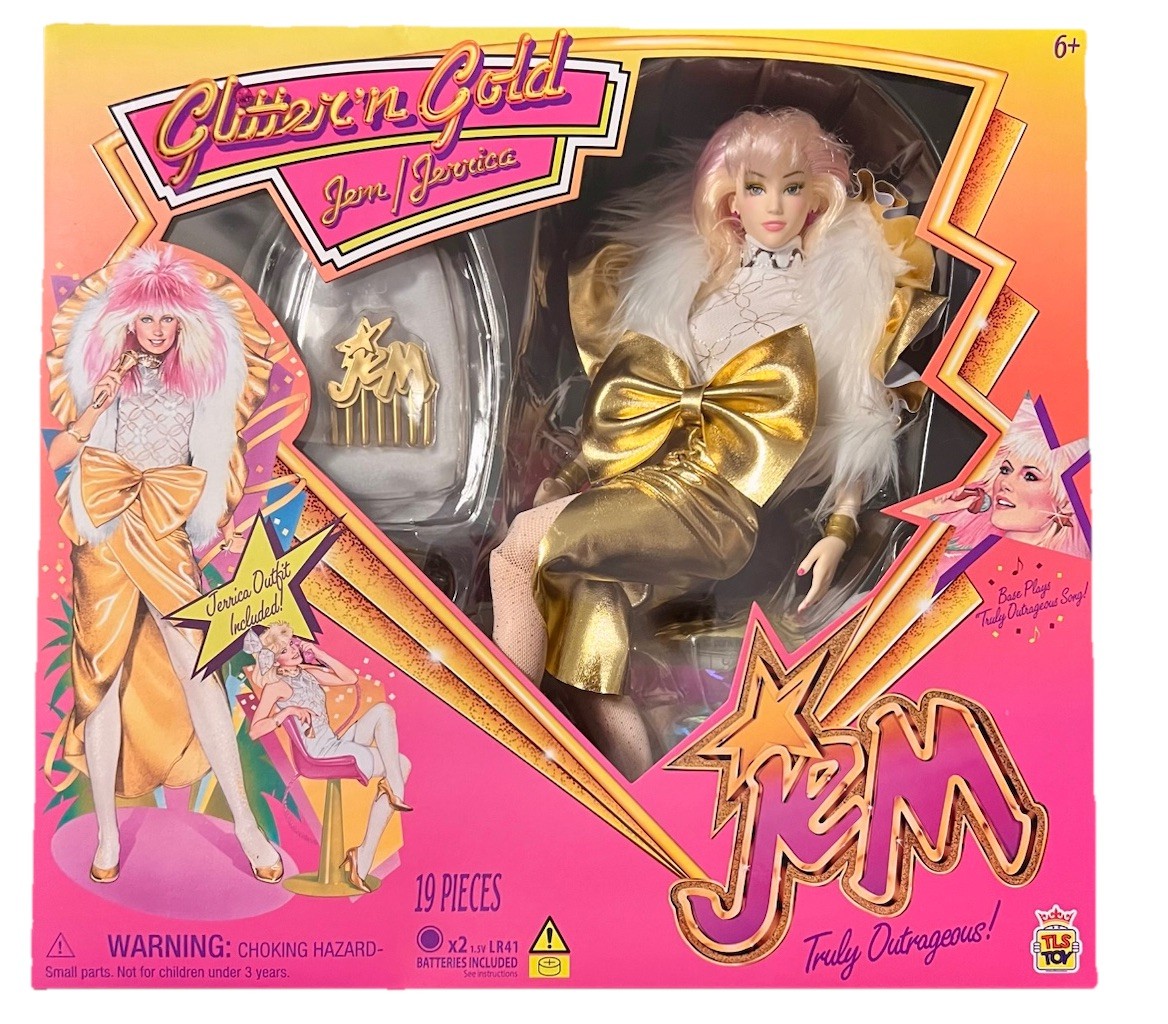 Glitter ‘n Gold Jem Jerrica 12” Deluxe Fashion Doll by The Loyal Subjects New