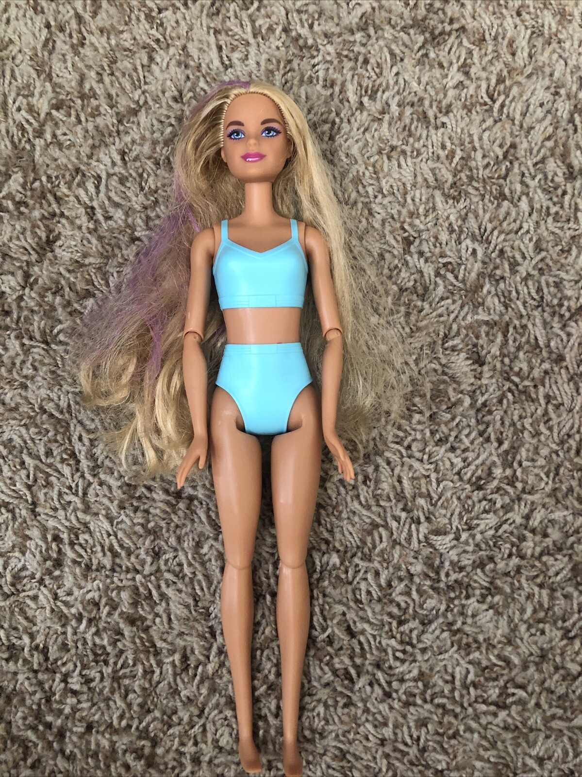Barbie Cutie Reveal Bunny Purple Teal Hair Nude Articulated Doll For OOAK Play