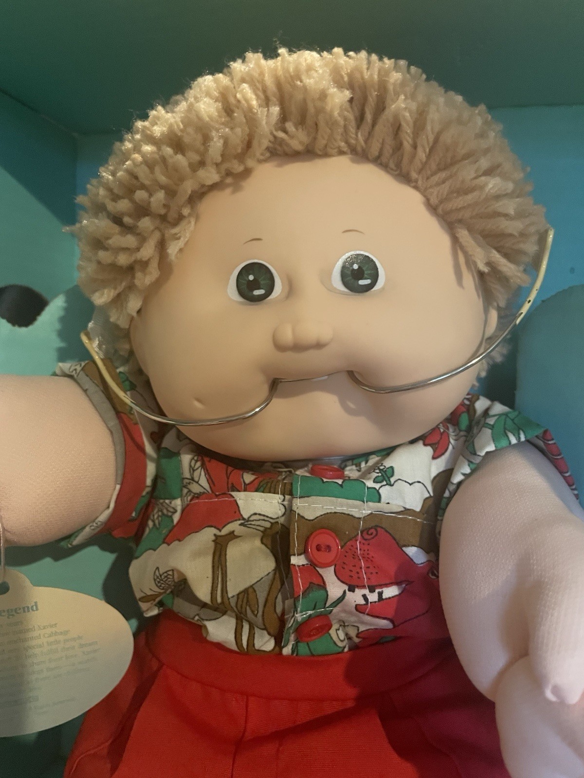 Cabbage Patch Kids Transitional Doll NRFB HM5 Tan Shag Hair Green Eyes Retainer