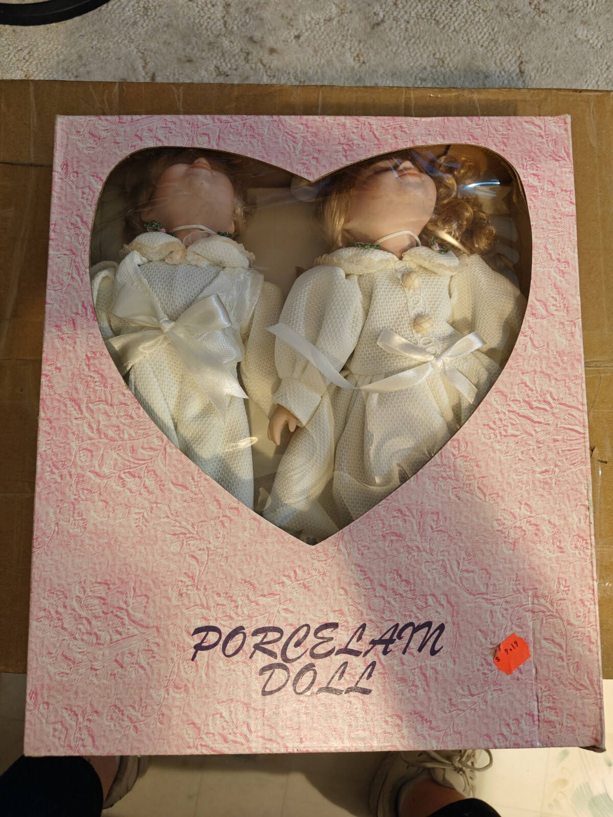 VINTAGE PORCELAIN DOLL PAIR BOY AND GIRL BOX