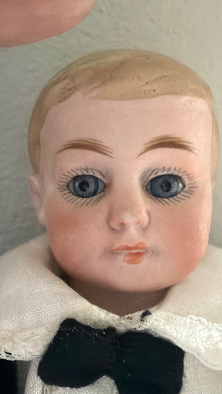 American Schoolboy German bisque, beautifully molded hair and GLASS EYES
