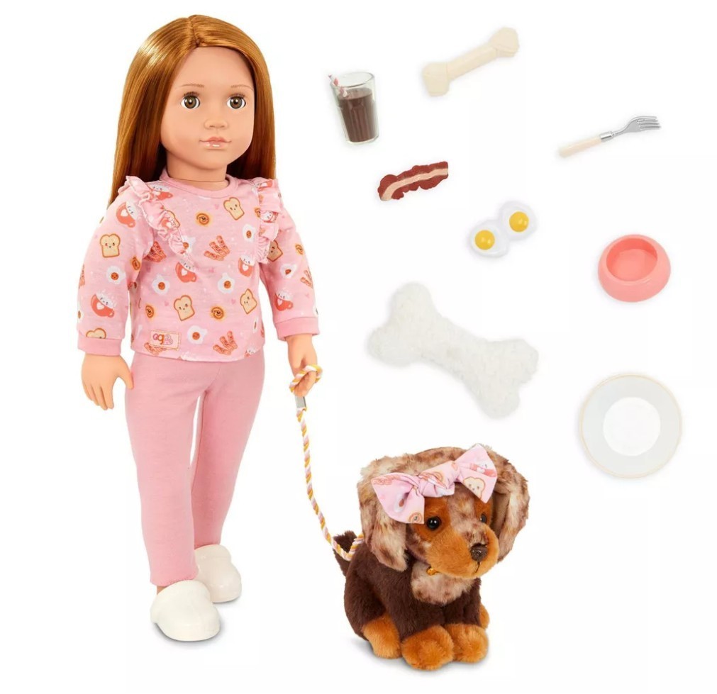 OUR GENERATION Claudia & Cinnamon 18″ Matching Doll & Pet Set w/Accessories NEW