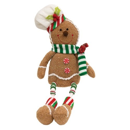 NEW Primitive GINGERBREAD DOLLS 2PC CLOTH PLUSH Country 17″Tx8″Wx3″D Collectible