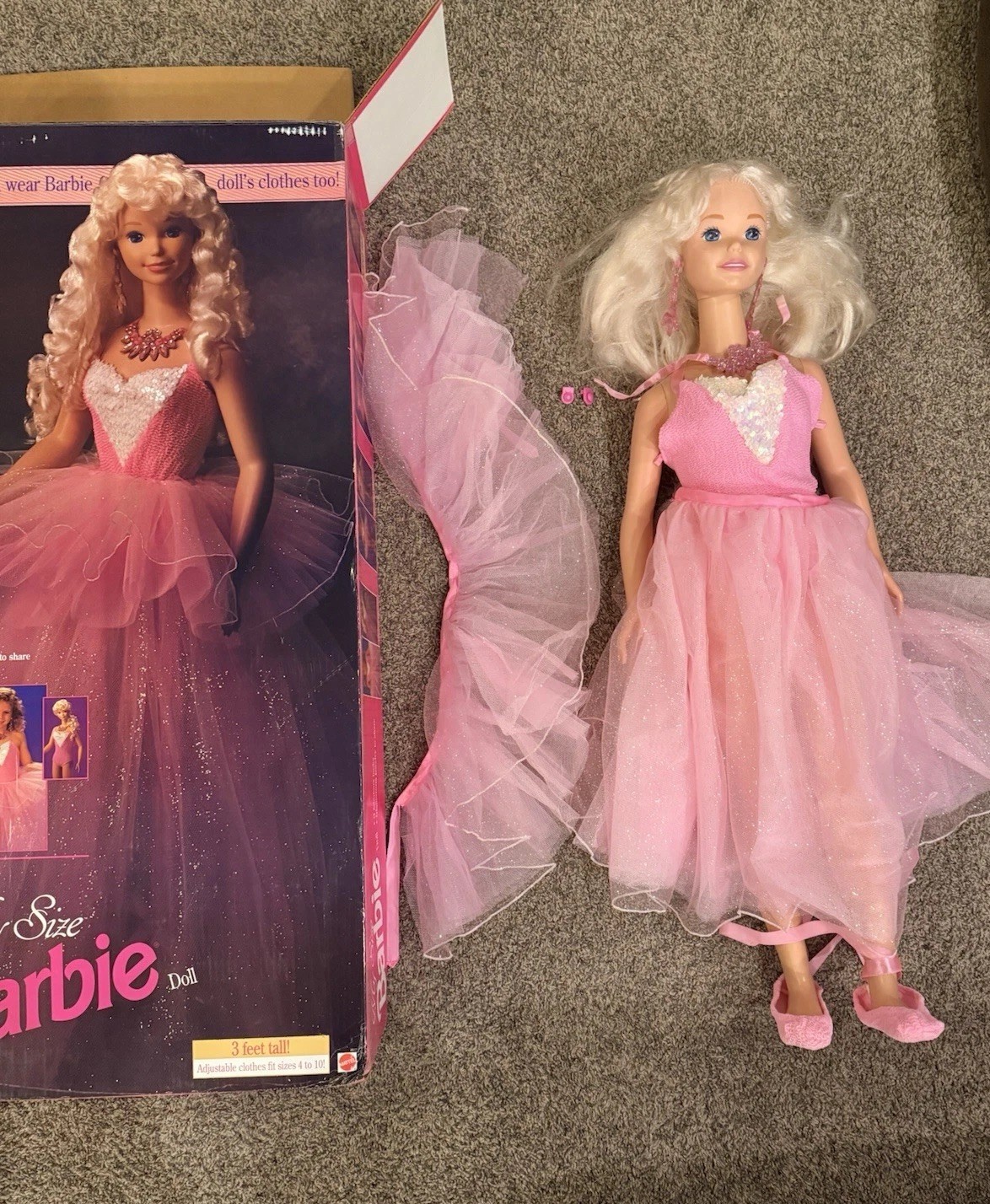VINTAGE MY SIZE BARBIE 1992 Life Size 3 Feet Tall Ballerina Doll Mattel SH-B11